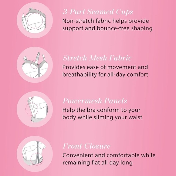 Exquisite Form Wireless Longline Bra with Front Closure 36D NEW - Picture 11 of 13